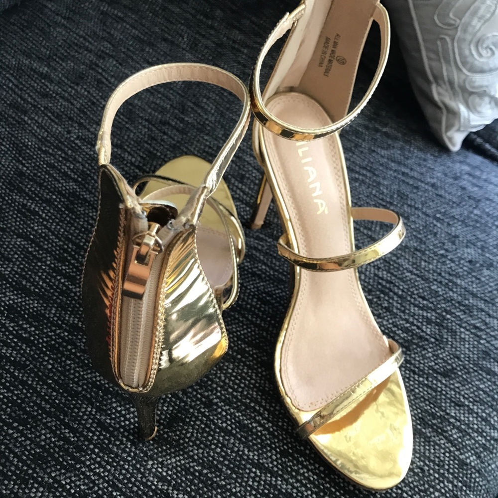 Gold 3 Strap Heels Liliana